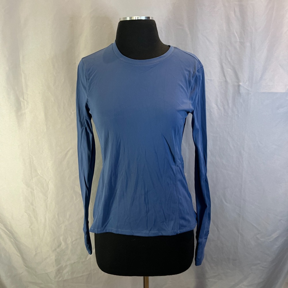 Spyder Active Active Top Womens Small Blue Stretch Ribbed Side Panels Thumbholes